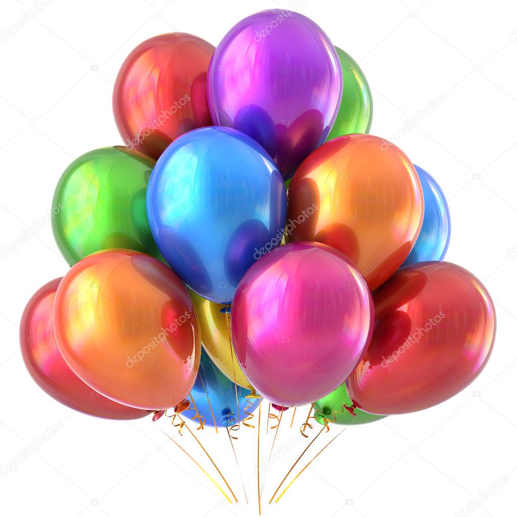 Balloons happy birthday party decoration colorful multicolored