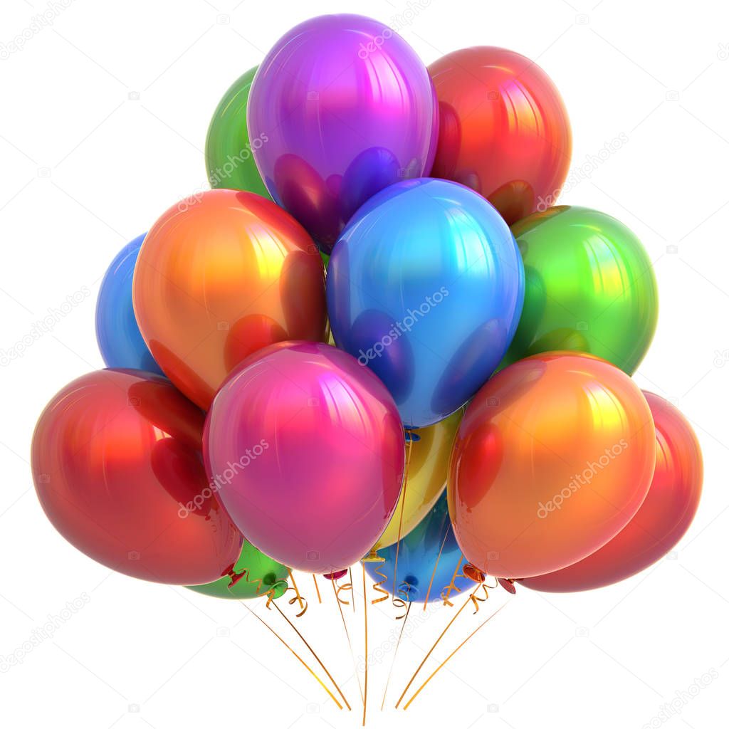 Party balloons happy birthday decoration colorful multicolored