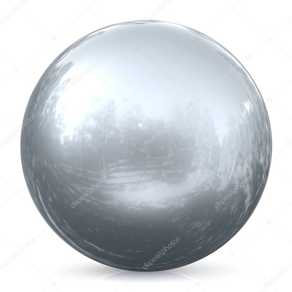 Sphere round button silver white ball chrome basic circle object