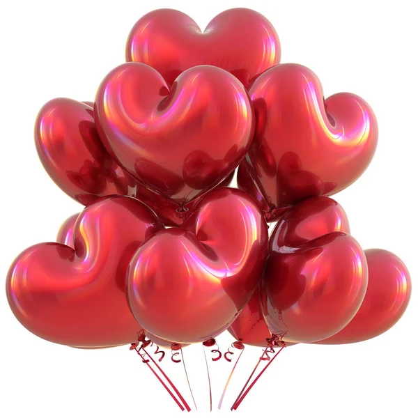 Party heart balloons red happy birthday love event decoration — Stock Photo, Image