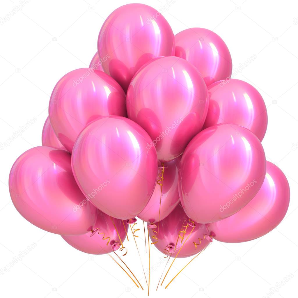  Pink  balloons  happy  birthday  party decoration glossy 