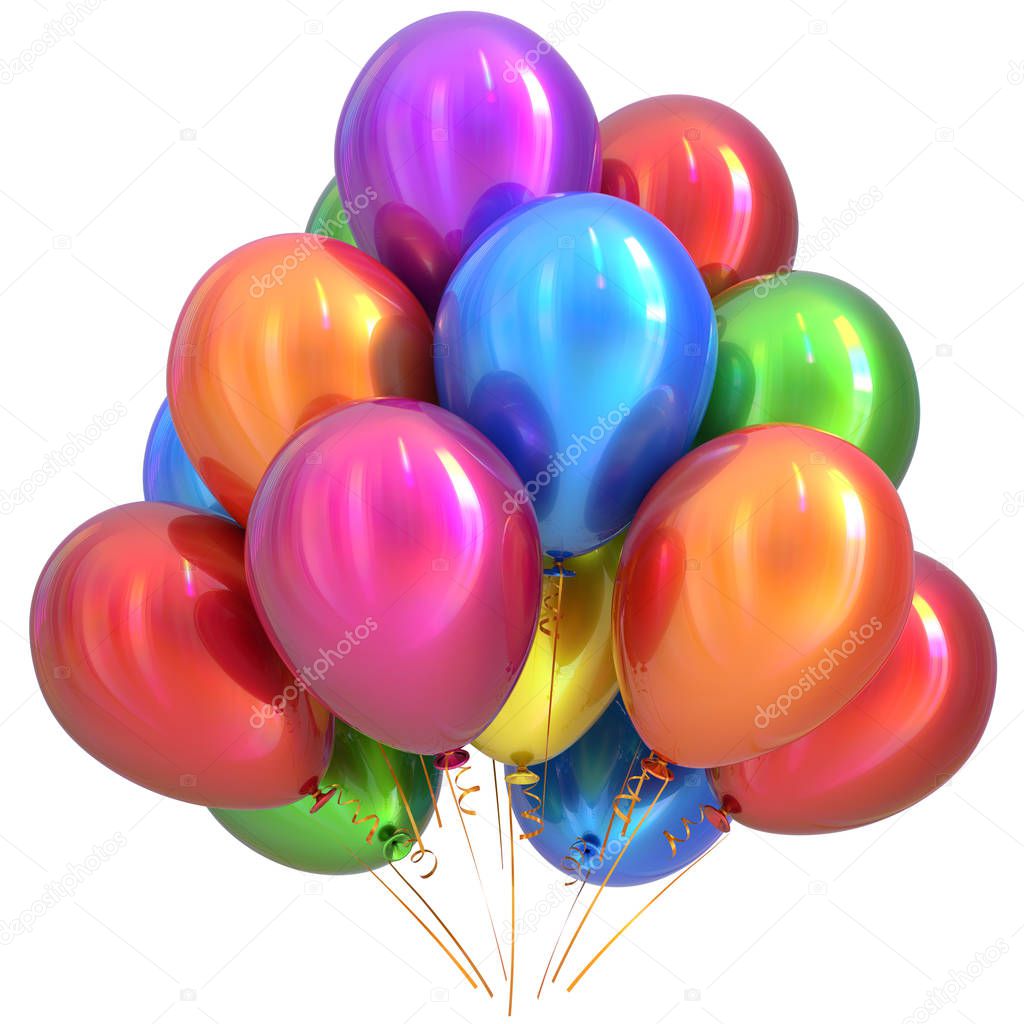 Party balloons happy birthday decoration glossy colorful
