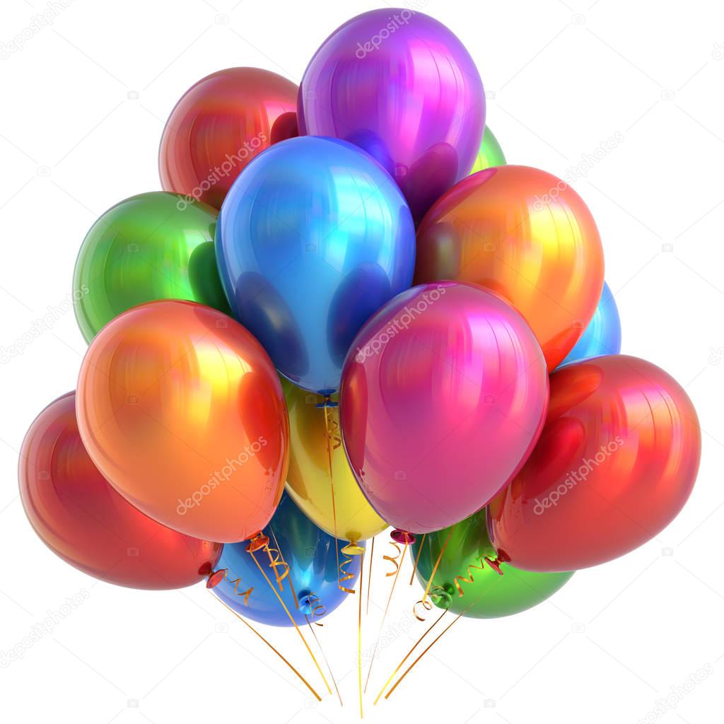 Balloons happy birthday party decoration glossy multicolored