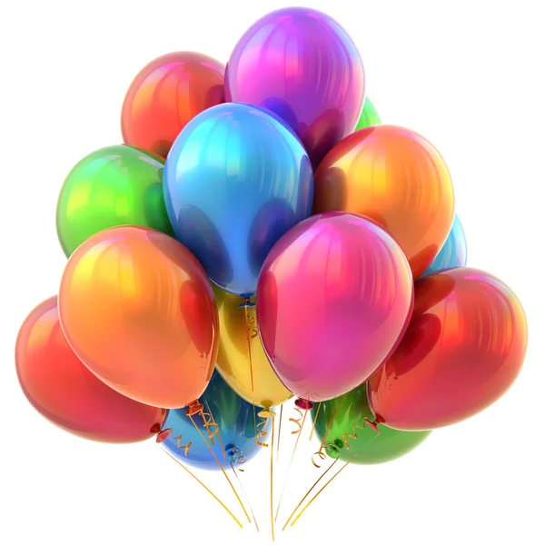Χαρούμενα γενέθλια κόμμα μπαλόνια γυαλιστερό πολύχρωμο καρναβάλι του διακόσμηση — Φωτογραφία Αρχείου