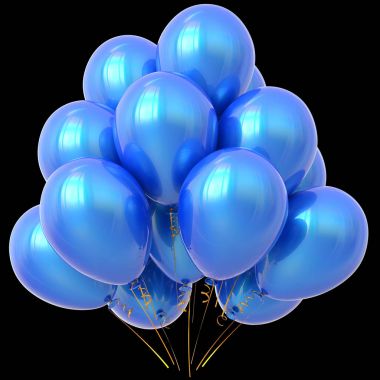 Mavi parti balonları mutlu yıllar dekorasyon mavi parlak