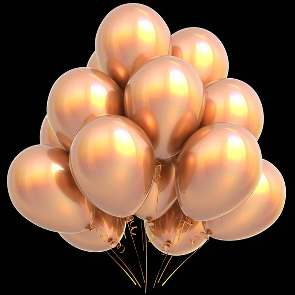 Gouden ballonnen gelukkige verjaardag partij decoratie geel goud — Stockfoto