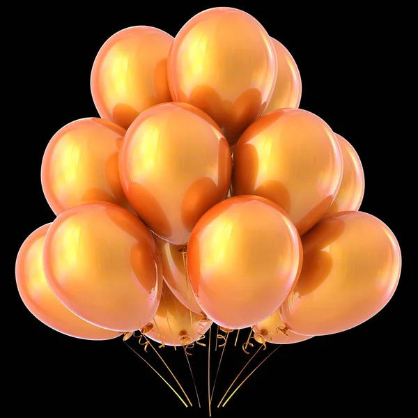 Ballons de fête orange décoration d'anniversaire heureux jaune chaud brillant — Photo