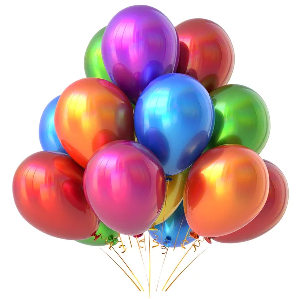 Gelukkige verjaardag partij ballonnen carnaval decoratie glossy kleurrijke — Stockfoto