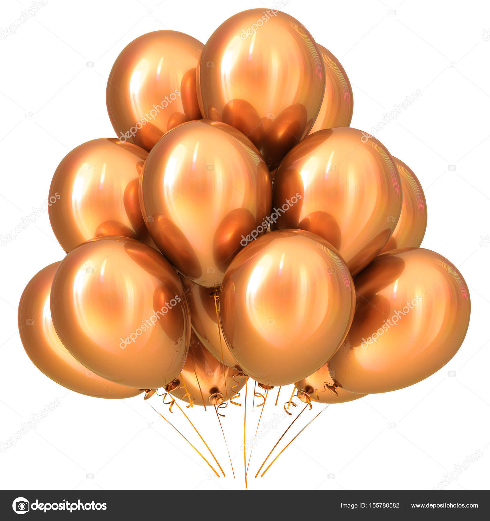 Golden Gold Party Balloons Happy Birthday Decoration Yellow Stock Photo Image By C Snake3d 155780582