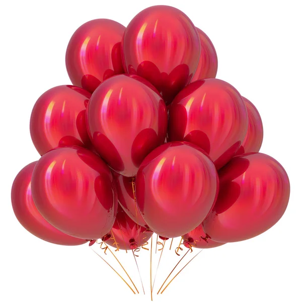 赤い風船誕生日パーティー カーニバル ・緋色の装飾光沢 — ストック写真