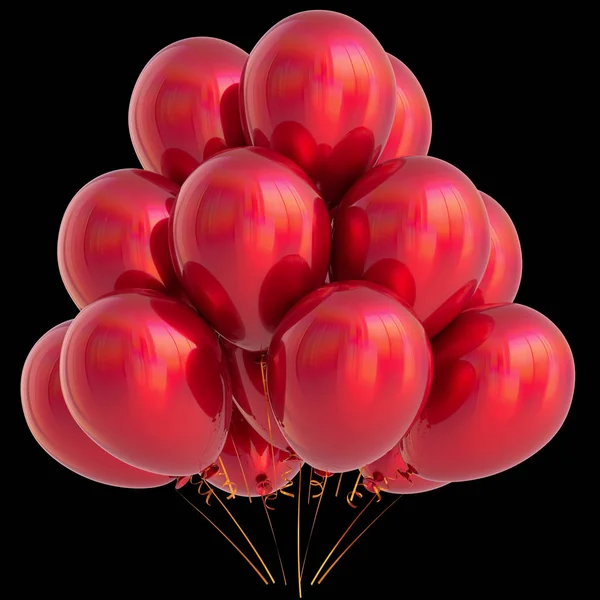Red balloons birthday party carnival decoration glossy scarlet — Stock Photo, Image