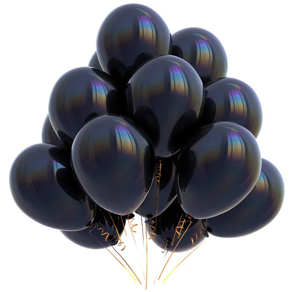 Illustration 3D de ballons noirs décoration de fête d'anniversaire — Photo