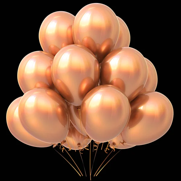 3D illustration av gyllene helium ballonger födelsedag part dekoration — Stockfoto