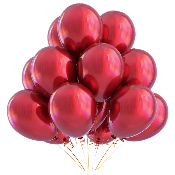 3D illustration of red helium balloons birthday party decoration — Stock Photo, Image