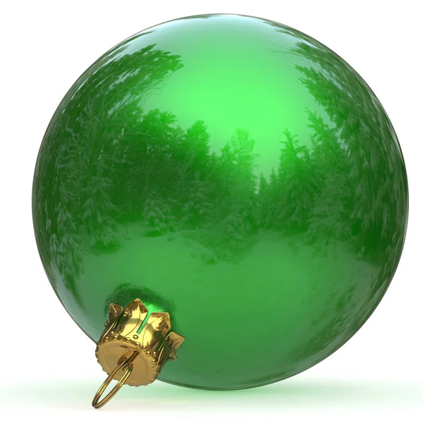 Bola de Natal decoração verde bugiganga de véspera de Ano Novo — Fotografia de Stock