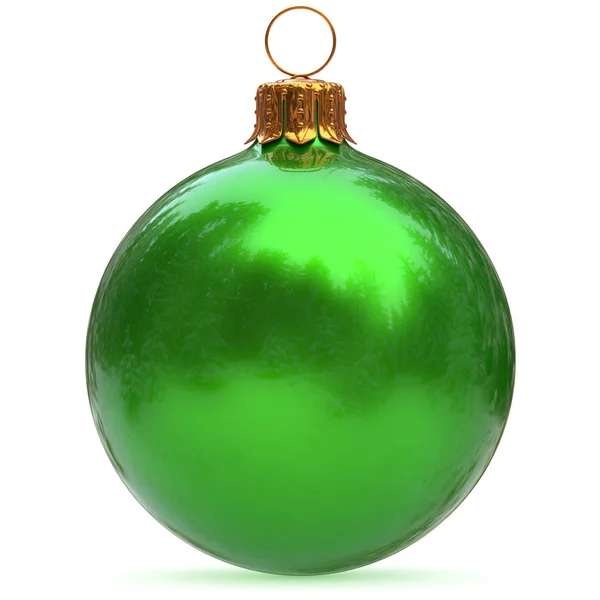 Green Christmas ball decoration New Year's Eve bauble shiny — Stock Photo, Image