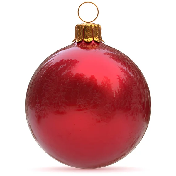 Red Christmas ball New Year's Eve bauble decoration shiny — Stock Photo, Image