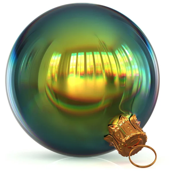 Christmas ball decoration green bauble closeup sparkling — Stock Photo, Image