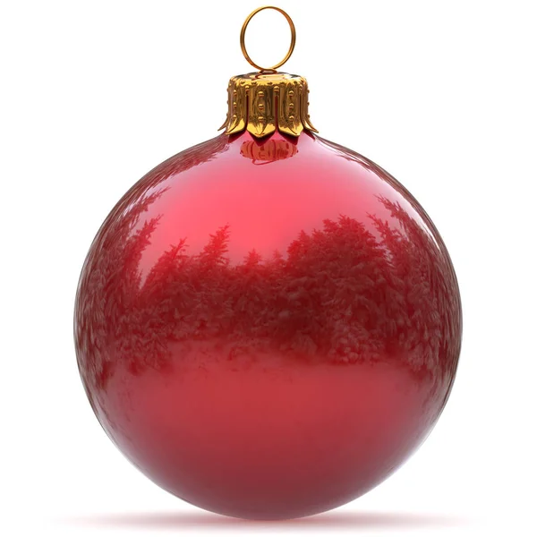 Christmas ball red decoration polished bauble winter ornament — Stock Photo, Image