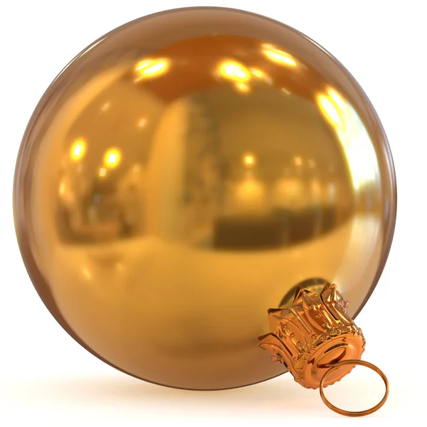 Golden décoration de boule de Noël gros plan Nouvel An boule — Photo