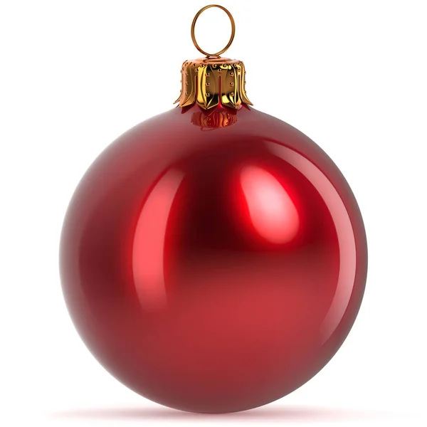 Christmas ball decoration red Happy New Year bauble closeup — Stock Photo, Image