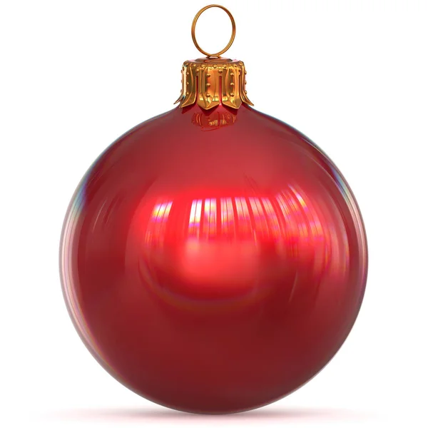 Rode bal decoratie bauble close-up Nieuwjaar Kerstbal — Stockfoto