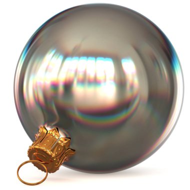 Noel top beyaz gümüş metalik dekorasyon portre