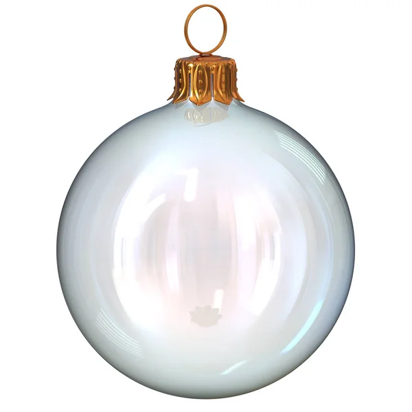 Christmas ball glas vit ren genomskinlig närbild — Stockfoto