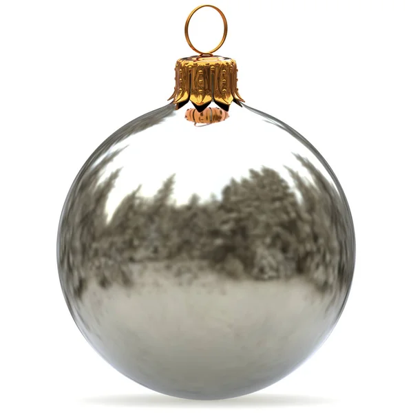 Palla di Natale bianco argento decorazione bauble primo piano — Foto Stock