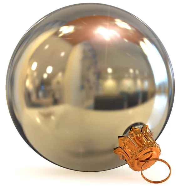 Різдвяний м'яч білий сріблястий металевий декор крупним планом — стокове фото