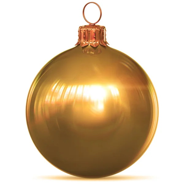 Christmas ball gold golden decoration yellow New Year bauble — Stock Photo, Image