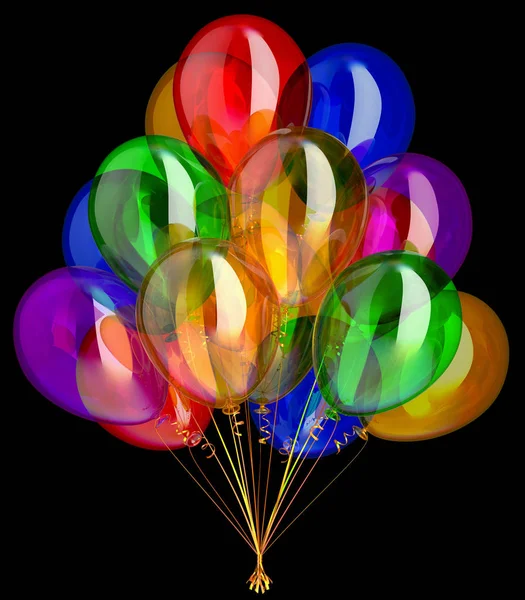 气球党生日快乐装饰多彩 — 图库照片