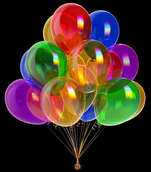Balões feliz aniversário festa decoração colorido translúcido — Fotografia de Stock