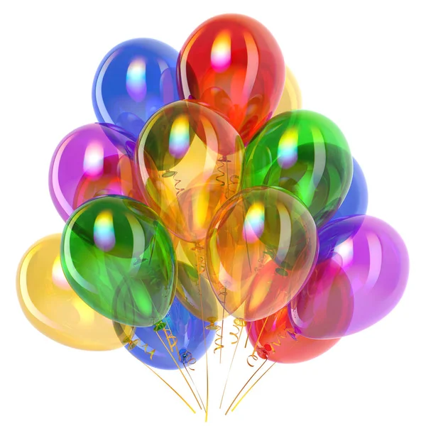 Ballons fête anniversaire décoration multicolore translucide — Photo