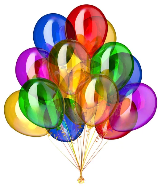 Partito palloncino felice compleanno decorazione festivo colorato lucido — Foto Stock