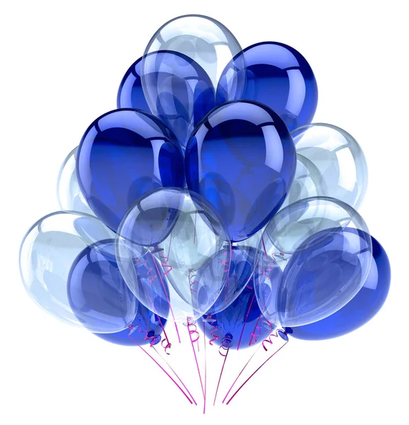 Ballons fête joyeux anniversaire décoration bleu blanc brillant — Photo