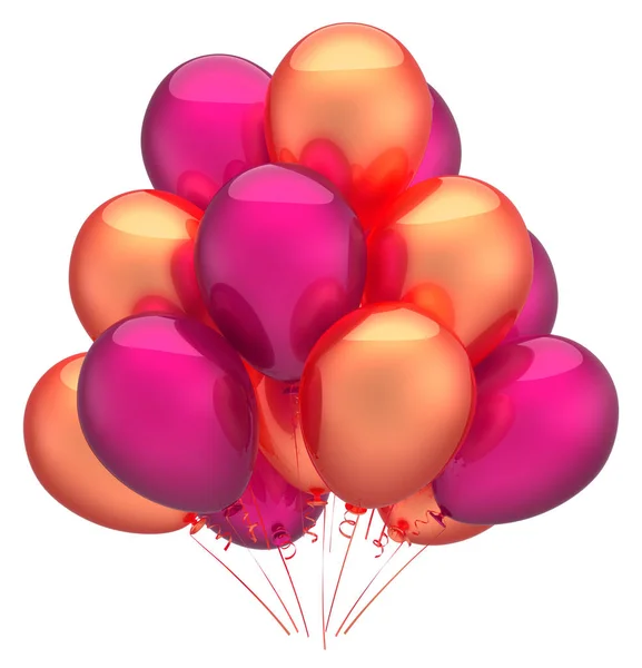 Όμορφη ροζ πορτοκαλί διακόσμηση χαρούμενα γενέθλια κόμμα μπαλόνια — Φωτογραφία Αρχείου