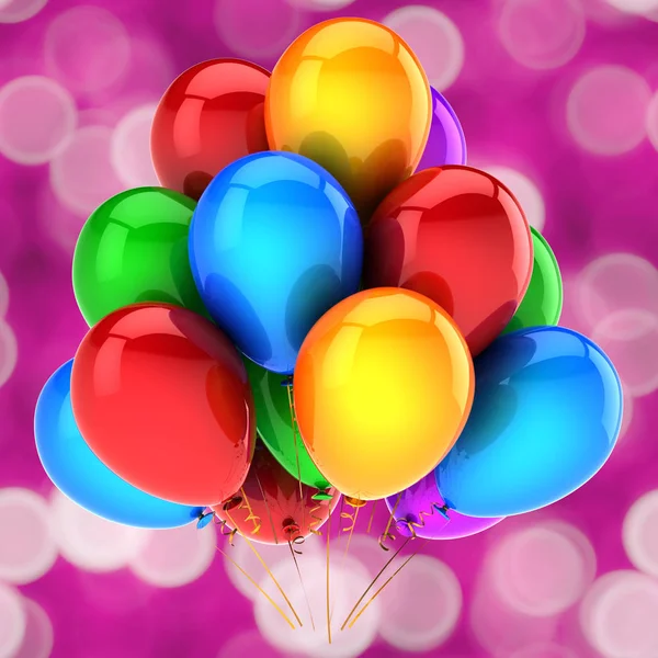 Balloons happy birthday party decoration festive greeting card — Stock Photo, Image