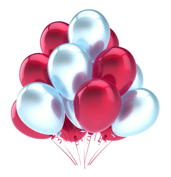 Palloncini partito felice compleanno decorazione rosso bianco lucido — Foto Stock