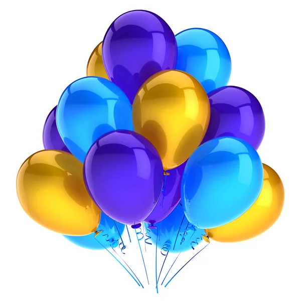 Palloncini partito felice compleanno decorazione multicolore blu giallo — Foto Stock