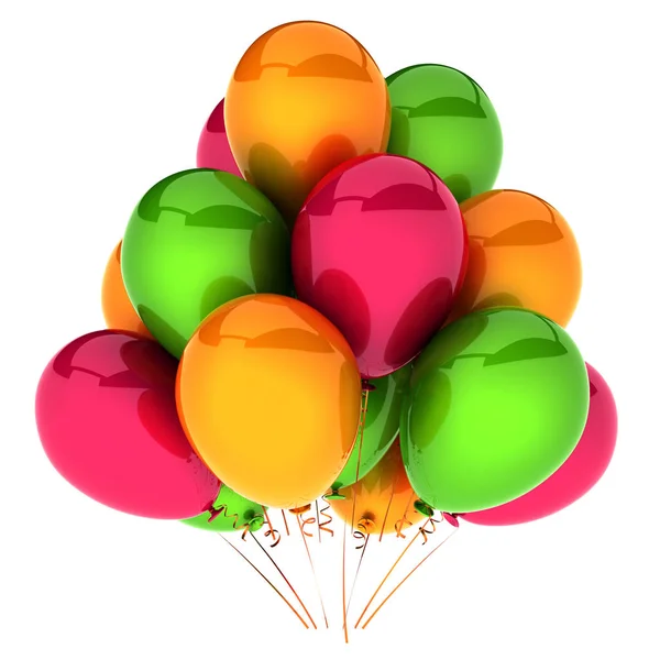 誕生日バルーン パーティー休日装飾赤オレンジ緑 — ストック写真