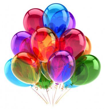 Balonlar parti mutlu yıllar dekorasyon çok renkli parlak