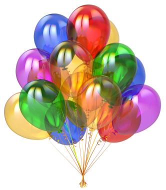 doğum günü balonları mutlu tatil parti dekorasyon 3D çizimi