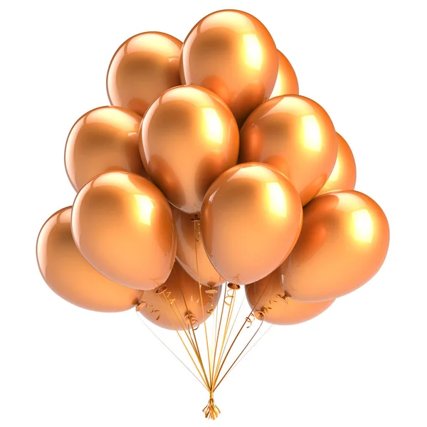 Ilustração 3d de balões festa feliz aniversário decoração dourada — Fotografia de Stock
