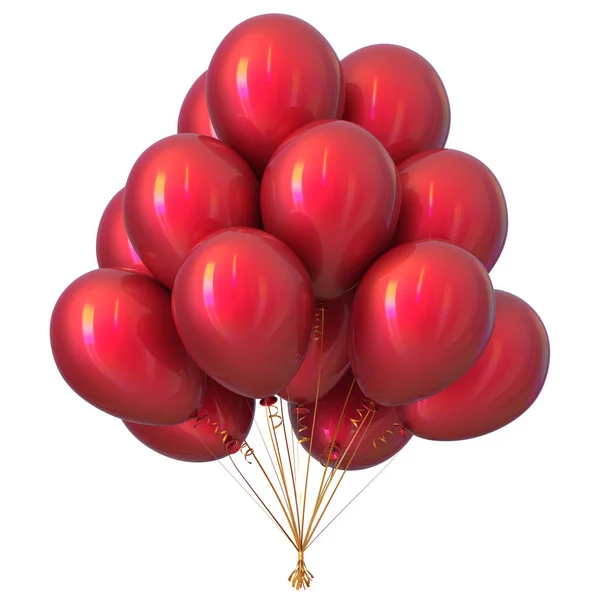 Red party balloons happy birthday decoration glossy — Stock Photo, Image