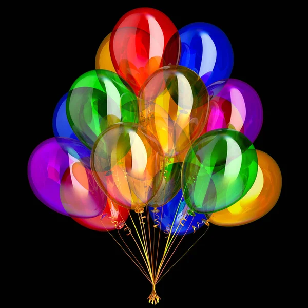 Ilustração 3d de balões feliz aniversário festa decoração — Fotografia de Stock