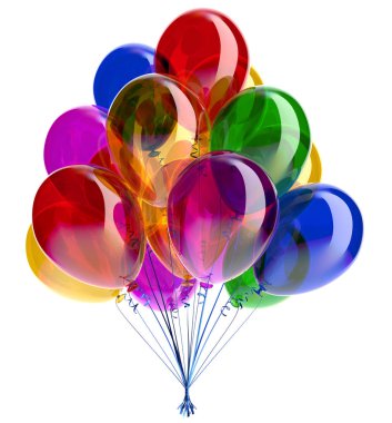 parti balon demet mutlu yıllar dekorasyon 3D çizimi