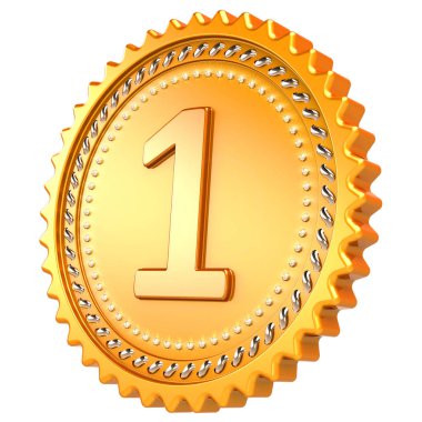 3D illüstrasyon madalya Ödülü Altın ilk yer kazanan