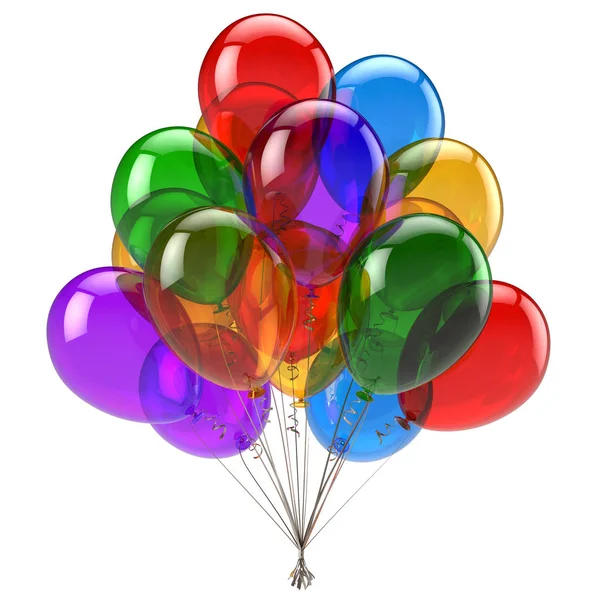 气球束快乐生日派对气球装饰光泽 — 图库照片