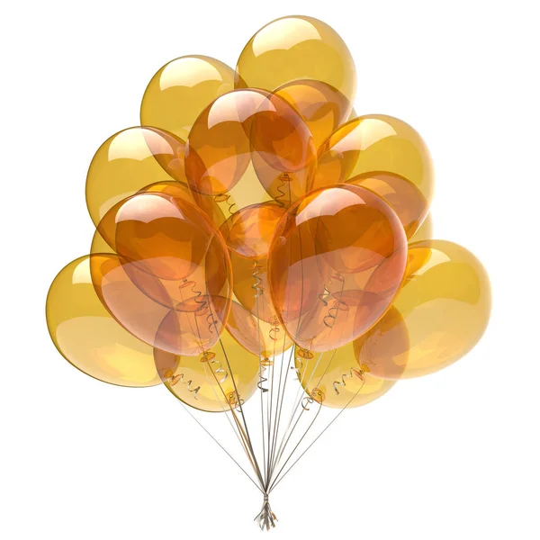 Happy birthday balloon party decoration yellow glossy